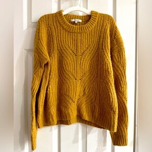 Madewell open knit braided mustard colored sweater Size XS